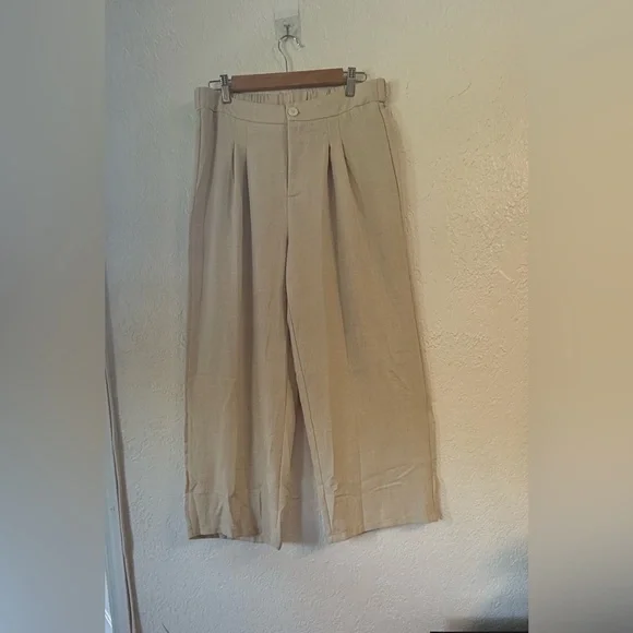 SHEIN Curve 0XL Linen-Look 2-Piece Set - Asymmetrical Wrap Vest & Wide-Leg Pants - Picture 3 of 14